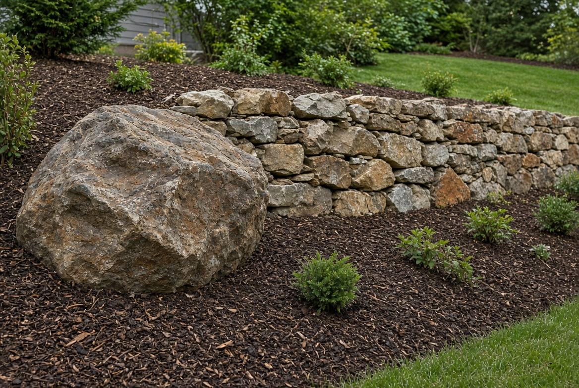 Stone retaining wall
